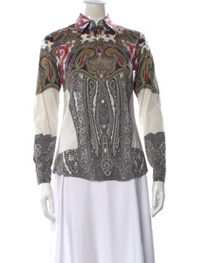 Pre-owned Etro Paisley Print Long Sleeve Blouse In Black