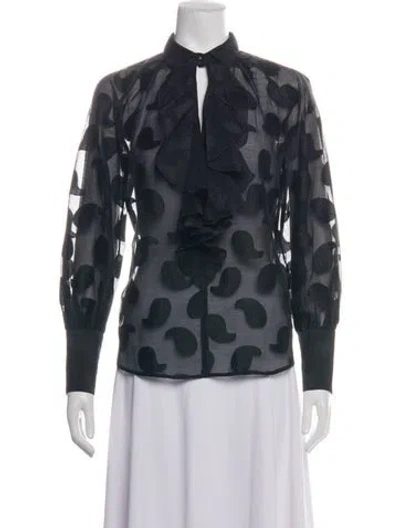 Pre-owned Etro Paisley Print Long Sleeve Blouse In Black