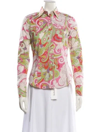 Pre-owned Etro Paisley Print Long Sleeve Blouse In Blue