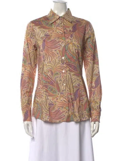 Pre-owned Etro Paisley Print Long Sleeve Blouse In Brown