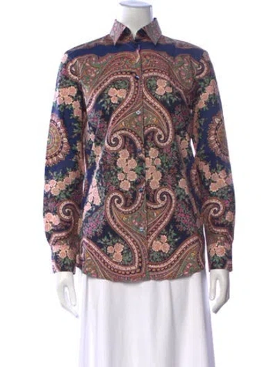 Pre-owned Etro Paisley Print Long Sleeve Blouse In Burgundy