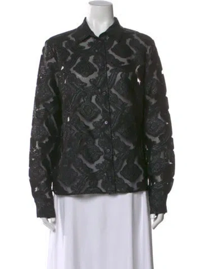 Pre-owned Etro Paisley Print Long Sleeve Blouse In Green