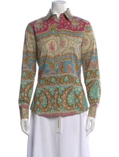 Pre-owned Etro Paisley Print Long Sleeve Blouse In Multi