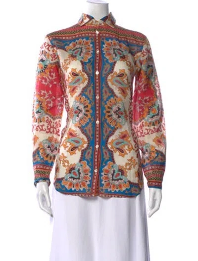 Pre-owned Etro Paisley Print Long Sleeve Blouse In Multi