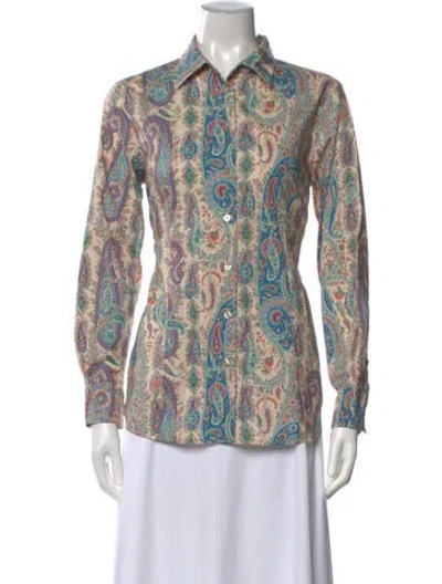 Pre-owned Etro Paisley Print Long Sleeve Blouse In Multicolor