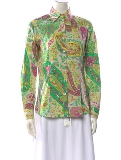 Pre-owned Etro Paisley Print Long Sleeve Blouse In Neutral