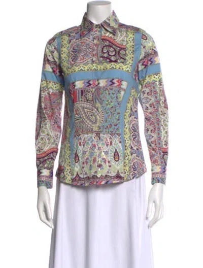 Pre-owned Etro Paisley Print Long Sleeve Blouse In Neutral