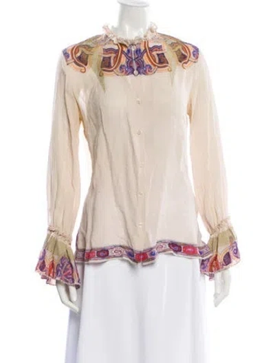 Pre-owned Etro Paisley Print Long Sleeve Blouse In Neutral
