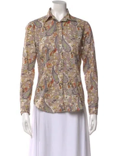 Pre-owned Etro Paisley Print Long Sleeve Blouse In Neutral