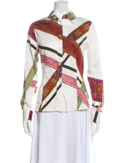 Pre-owned Etro Paisley Print Long Sleeve Blouse In Neutral