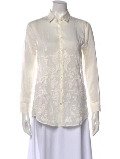 Pre-owned Etro Paisley Print Long Sleeve Blouse In Neutral