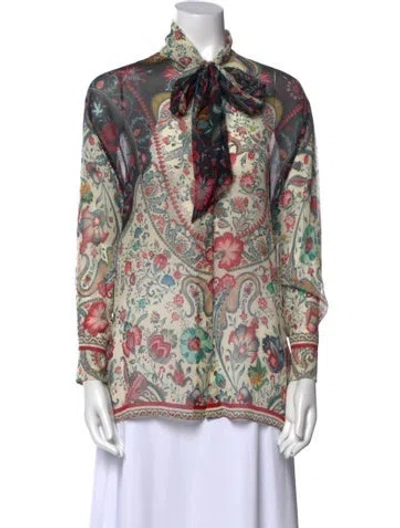Pre-owned Etro Paisley Print Long Sleeve Blouse In Neutral