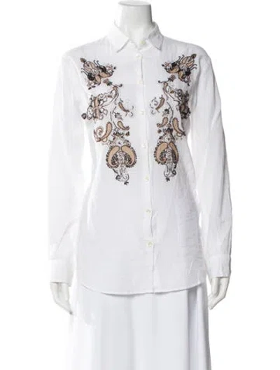 Pre-owned Etro Paisley Print Long Sleeve Blouse In Neutral
