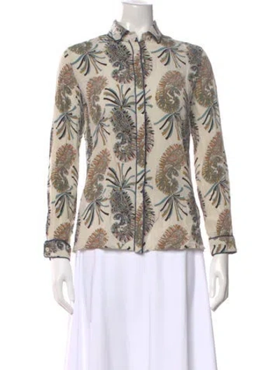 Pre-owned Etro Paisley Print Long Sleeve Blouse In Neutral