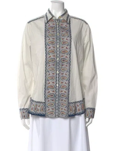 Pre-owned Etro Paisley Print Long Sleeve Blouse In Neutral