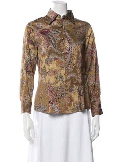 Pre-owned Etro Paisley Print Long Sleeve Blouse In Neutral