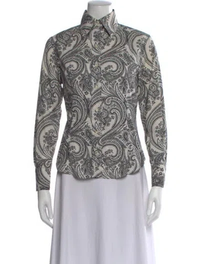 Pre-owned Etro Paisley Print Long Sleeve Blouse In Neutral
