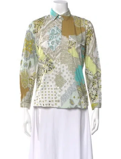 Pre-owned Etro Paisley Print Long Sleeve Blouse In Neutral