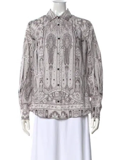 Pre-owned Etro Paisley Print Long Sleeve Blouse In Neutral