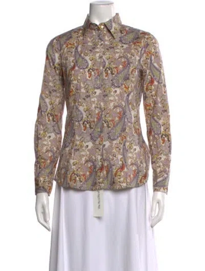 Pre-owned Etro Paisley Print Long Sleeve Blouse In Neutral