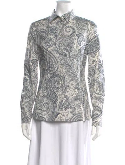 Pre-owned Etro Paisley Print Long Sleeve Blouse In Neutral