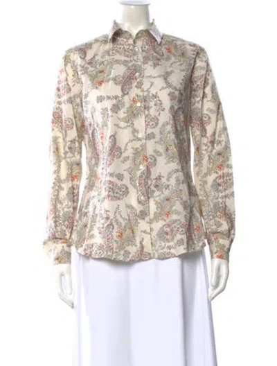 Pre-owned Etro Paisley Print Long Sleeve Blouse In Neutral