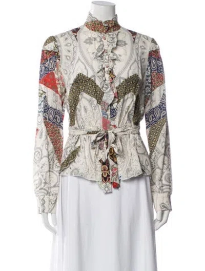 Pre-owned Etro Paisley Print Long Sleeve Blouse In Neutral