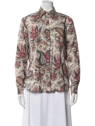 Pre-owned Etro Paisley Print Long Sleeve Blouse In Neutral