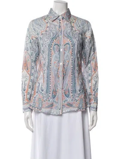 Pre-owned Etro Paisley Print Long Sleeve Blouse In Neutral