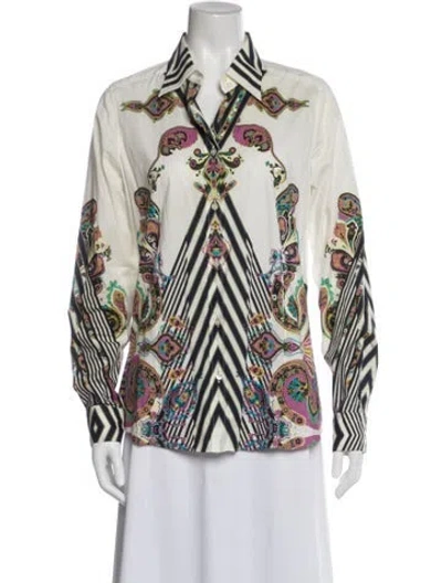Pre-owned Etro Paisley Print Long Sleeve Blouse In Neutral