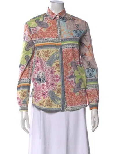 Pre-owned Etro Paisley Print Long Sleeve Blouse In Neutral