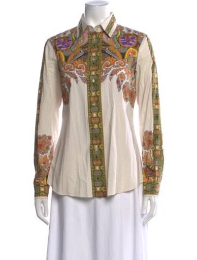 Pre-owned Etro Paisley Print Long Sleeve Blouse In Neutral