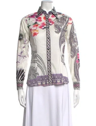 Pre-owned Etro Paisley Print Long Sleeve Blouse In Neutrals