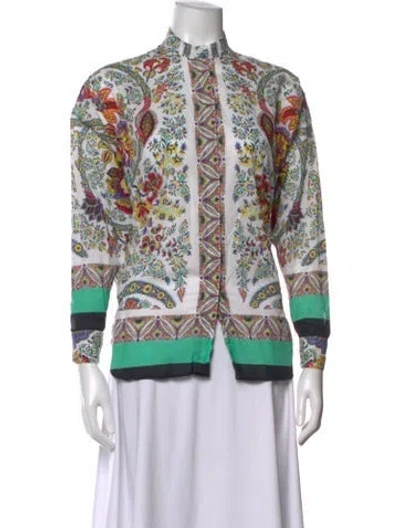 Pre-owned Etro Paisley Print Long Sleeve Blouse In Neutrals