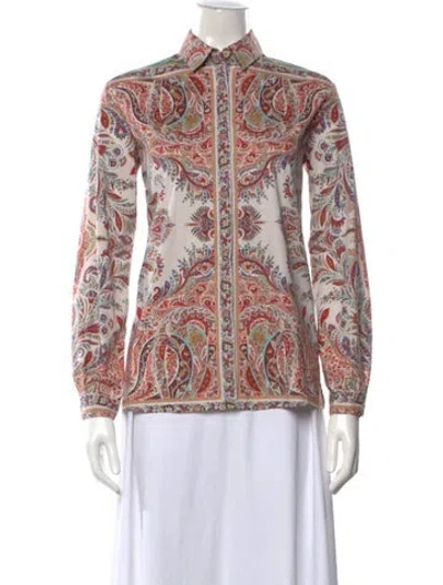 Pre-owned Etro Paisley Print Long Sleeve Blouse In Neutrals
