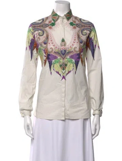 Pre-owned Etro Paisley Print Long Sleeve Blouse In Neutrals