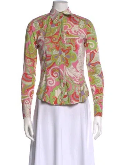 Pre-owned Etro Paisley Print Long Sleeve Blouse In Pink