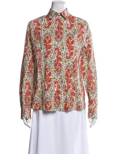 Pre-owned Etro Paisley Print Long Sleeve Blouse In Pink