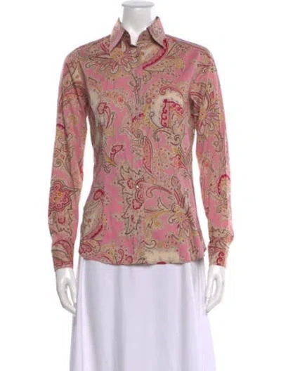 Pre-owned Etro Paisley Print Long Sleeve Blouse In Pink