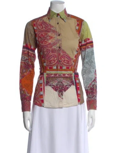 Pre-owned Etro Paisley Print Long Sleeve Blouse In Pink