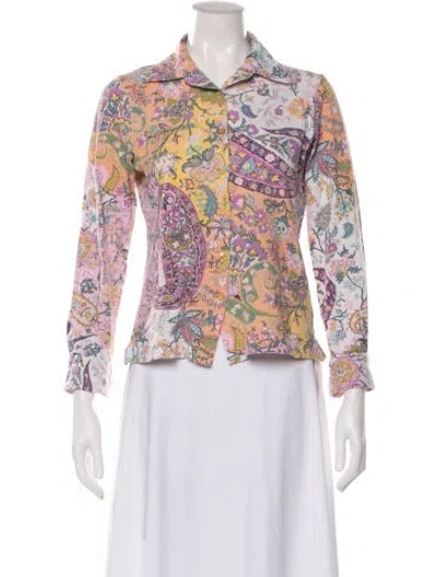 Pre-owned Etro Paisley Print Long Sleeve Blouse In Pink