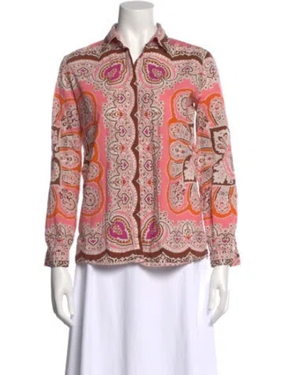 Pre-owned Etro Paisley Print Long Sleeve Blouse In Pink