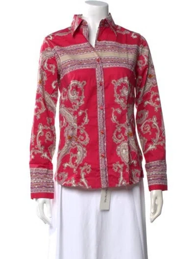 Pre-owned Etro Paisley Print Long Sleeve Blouse In Pink