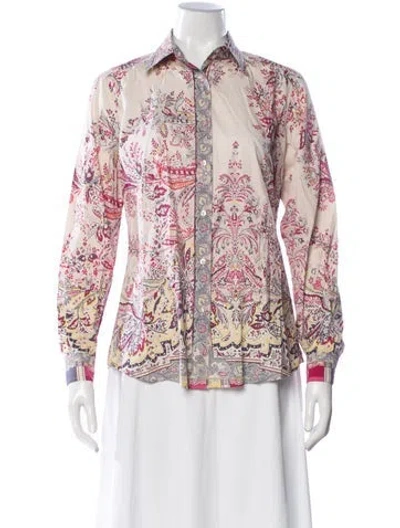 Pre-owned Etro Paisley Print Long Sleeve Blouse In Pink
