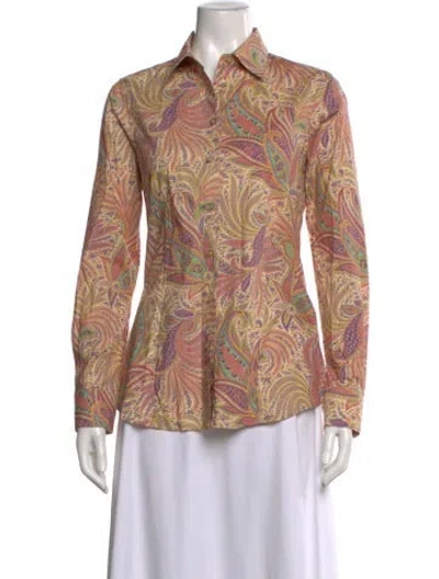 Pre-owned Etro Paisley Print Long Sleeve Blouse In Pink