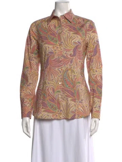 Pre-owned Etro Paisley Print Long Sleeve Blouse In Pink