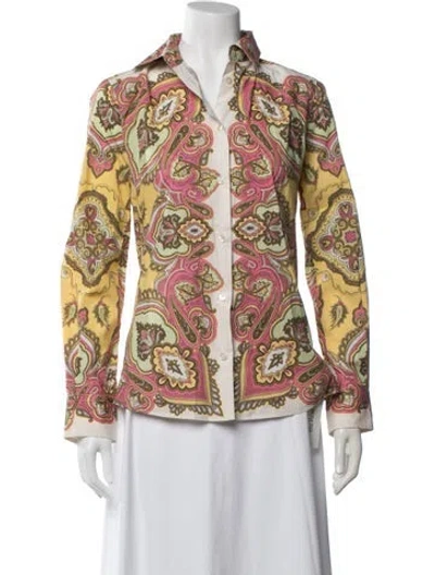 Pre-owned Etro Paisley Print Long Sleeve Blouse In Pink