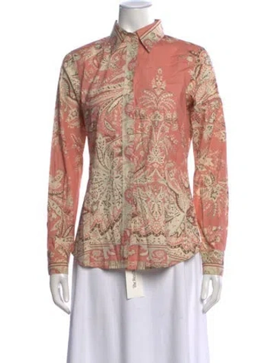 Pre-owned Etro Paisley Print Long Sleeve Blouse In Pink