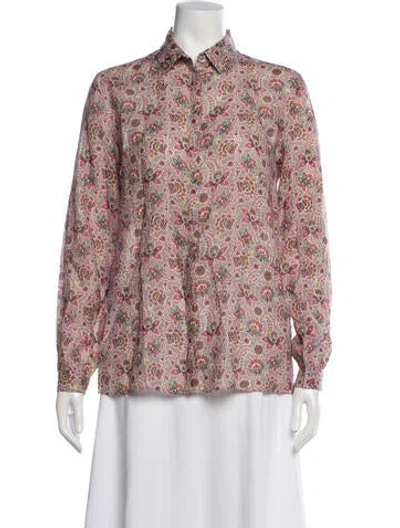 Pre-owned Etro Paisley Print Long Sleeve Blouse In Pink