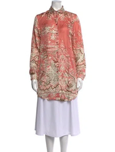 Pre-owned Etro Paisley Print Long Sleeve Blouse In Pink